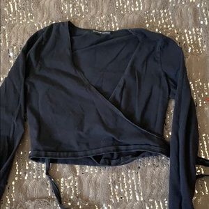 black brandy melville wrap shirt